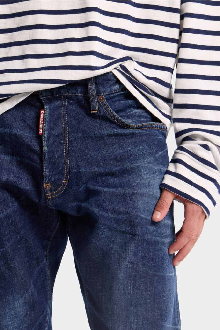 DARK CLEAN WASH TEDDY JEANS